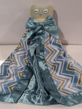 Cocalo Owl Lovey Security Blanket - Blue, Teal & Olive Chevron